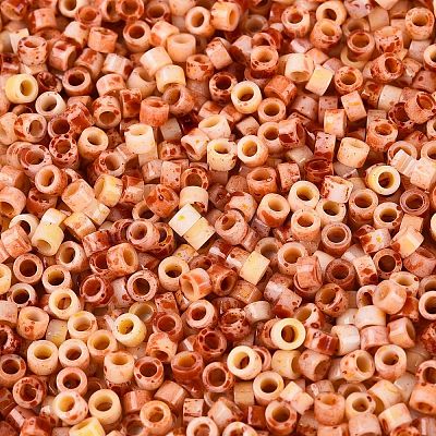 Opaque Picasso Cylinder Glass Beads SEED-Q039-06A-02-1