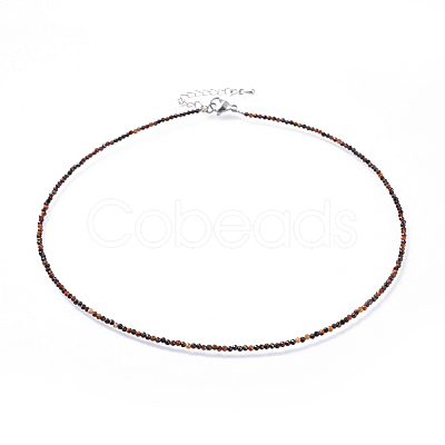 Natural Tiger Eye Beaded Necklaces NJEW-JN02492-10-1