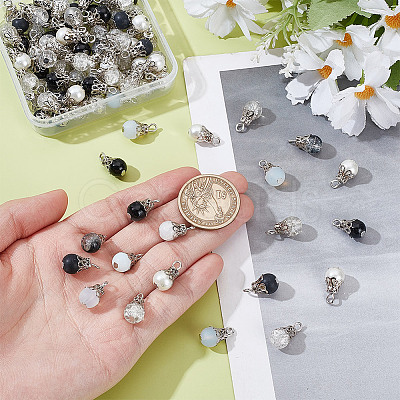 100Pcs Glass Pendants PALLOY-HY00103-1
