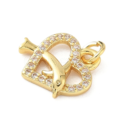 Brass Micro Pave Cubic Zirconia Charms KK-I381-07G-04-1