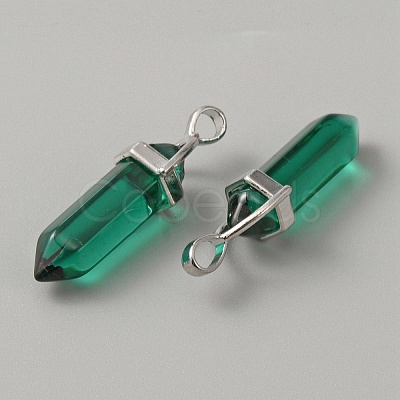 Glass Double Terminal Pointed Pendants LS-G-WH0016-40D-1