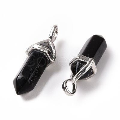 Natural Obsidian Pointed Pendants G-K329-67P-1
