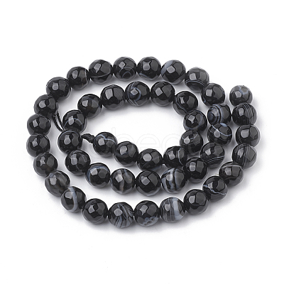 Natural Black Agate Beads Strands G-S281-51D-8mm-1