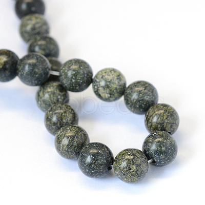 Natural Serpentine/Green Lace Stone Round Bead Strands X-G-E334-6mm-14-1