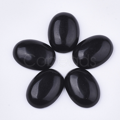 Natural Black Obsidian Cabochons G-S349-25A-02-1