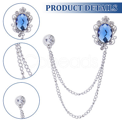 Gorgecraft 4Pcs 4 Colors Glass Oval Hanging Chain Brooches JEWB-GF0001-37-1