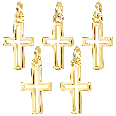5Pcs 925 Sterling Silver Cross Charms STER-BBC0009-96-1