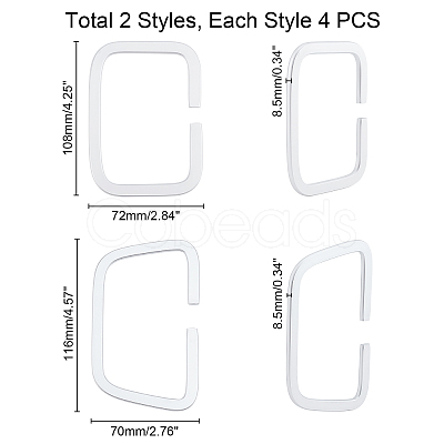 PandaHall Elite 8 Pcs 2 Styles Aluminum Bag Handle FIND-PH0001-09-1