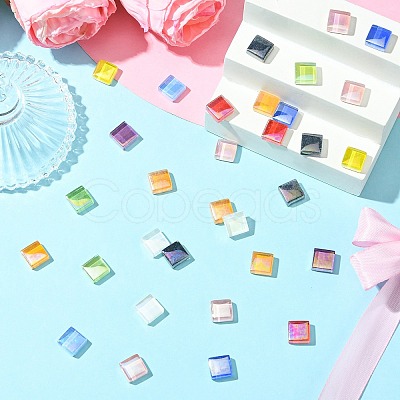 240Pcs 12 Colors Rainbow Iridescent Glass Cabochons DIY-CJ0003-10-1