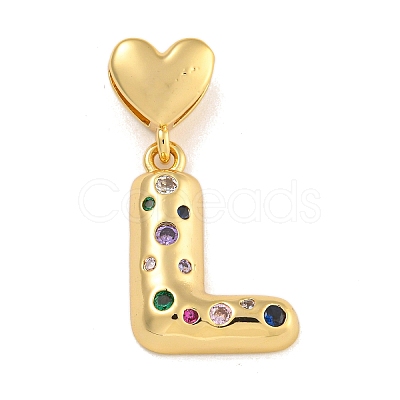 Brass Micro Pave Colorful Cubic Zirconia Pendants KK-P281-01G-L-1