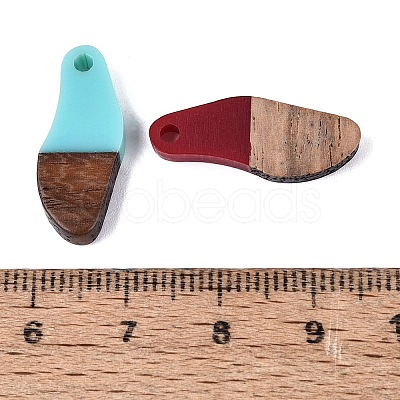 Opaque & Transparent Resin & Walnut Wood Pendants RESI-N053-27-1