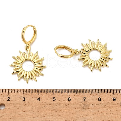 Sun Brass Hoop Earrings EJEW-H180-30D-G-1