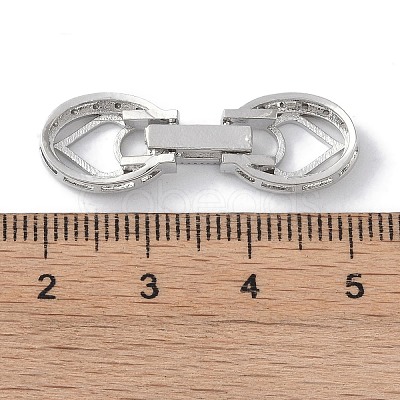 Rack Plating Brass Micro Pave Clear Cubic Zirconia Fold Over Clasps KK-NH0002-03A-P-1