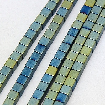Electroplate Non-magnetic Synthetic Hematite Beads Strands G-J170B-3x3mm-05-1