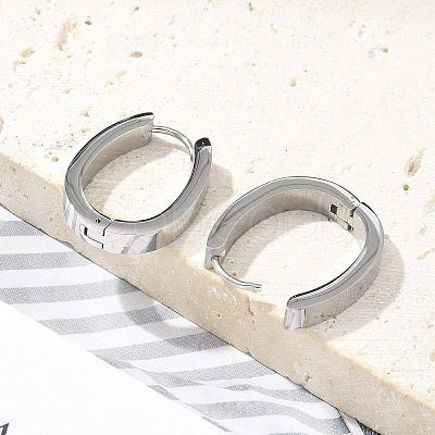 304 Stainless Steel Oval Hoop Earrings for Women EJEW-C096-66P-1