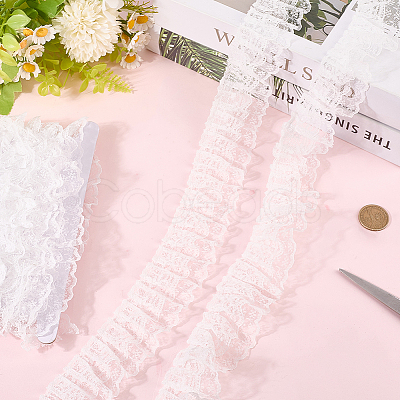 10M Double Layer Polyester Flower Lace Trim Ribbon OCOR-GF0004-58A-1