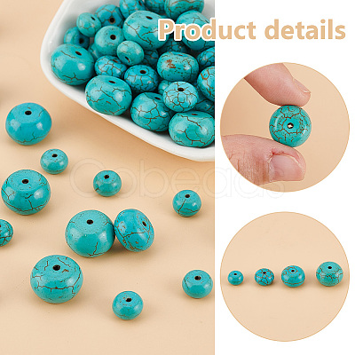 PandaHall Elite 200Pcs 5 Styles Synthetic Turquoise Beads TURQ-PH0001-07-1