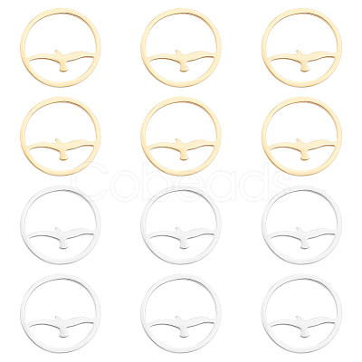 12Pcs 2 Clors 201 Stainless Steel Links Rings STAS-UN0041-28-1