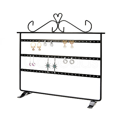 Triple Levels Rectangle Iron Earring Display Stand CON-PW0001-153B-1