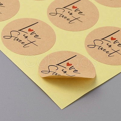 Round Dot Kraft Paper Adhesive Label Stickers STIC-WH0012-05B-1