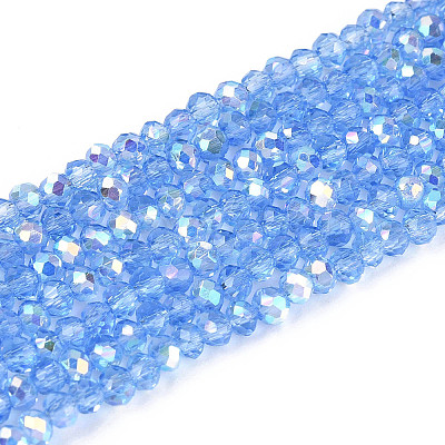 AB Color Plated Transparent Glass Rondelle Beads Strands EGLA-T029-2mm-10C-1