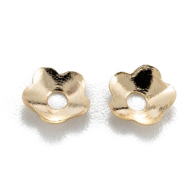 5-Petal Brass Bead Cap X-KK-D063-13G-1