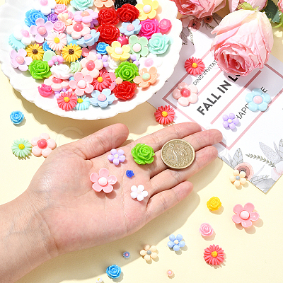 200Pcs 8 Styles Opaque Resin Decoden Cabochons RESI-SP0001-32-1