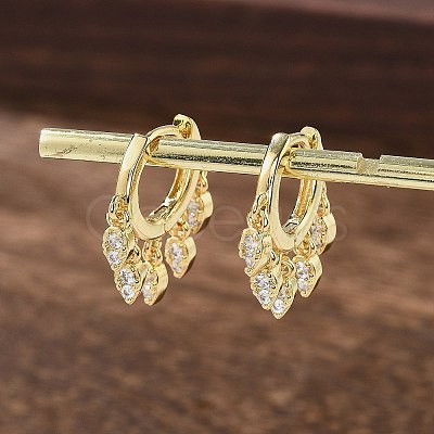 Brass Micro Pave Clear Cubic Zirconia Huggie Hoop Earrings EJEW-K083-45G-1