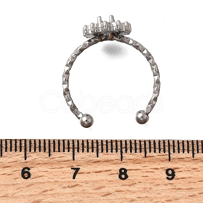 Oval 304 Stainless Steel Adjustable Cuff Ring Components STAS-H237-02A-P-1