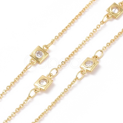 Clear Cubic Zirconia Square Link Chains CHC-G016-02G-1