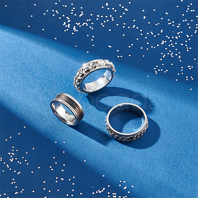 16Pcs 8 Size 201 Stainless Steel Grooved Finger Ring Settings STAS-UN0041-45-1