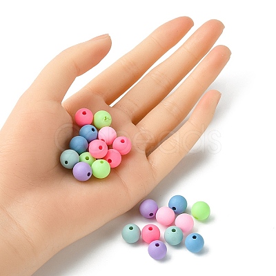 Round Spray Painted Fluorescent Acrylic Beads MACR-YW0002-71-1