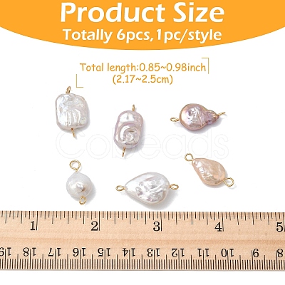 6Pcs Baroque Natural Keshi Pearl Connector Charms HJEW-YW00290-1