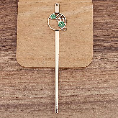 Ancient Style Alloy with Enamel Hair Stick Finding PW-WG8EAAB-02-1