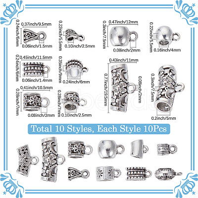 100Pcs 10 Styles Alloy Hangers Links TIBE-SC0002-17-1