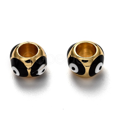 Brass European Enamel Beads KK-B028-25G-B-1