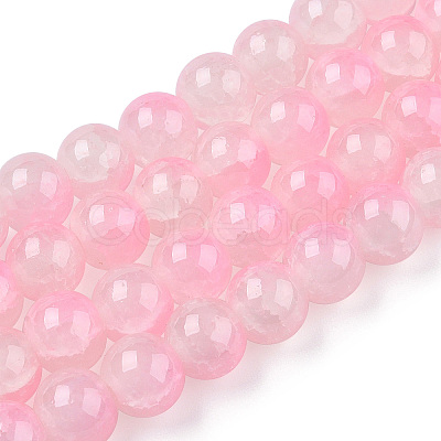 Crackle Baking Paint Imitation Jade Glass Beads Strands DGLA-T003-6mm-01-1