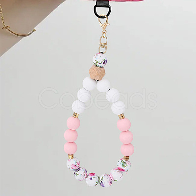 1Pc Silicone & Wood Pendant Decorations HJEW-BM0001-61E-1