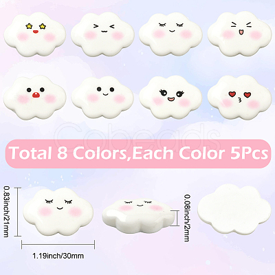 40Pcs 8 Styles Funny Opaque Resin Cabochons RESI-SC0036-69-1