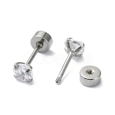 304 Stainless Steel Crystal Rhinestone Ear False Plugs STAS-C089-04B-P-1