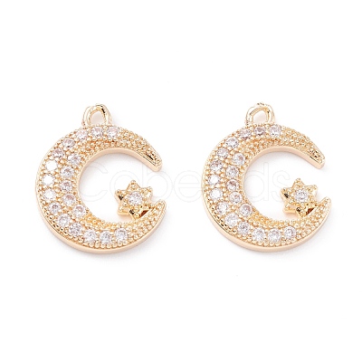 Rack Plating Brass Micro Pave Cubic Zirconia Pendants ZIRC-C026-05LG-1