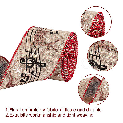 1 Roll Printed Polyester Imitation Burlap Ribbons OCOR-GO0001-08-1