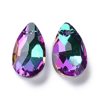 Faceted Teardrop Glass Pendants X-GLAA-O008-A21-1