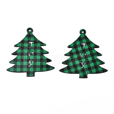 Christmas Theme Single-Sided Printed Wood Big Pendants WOOD-N005-59A-1