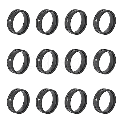 12Pcs Crystal Rhinestone Grooved Finger Ring RJEW-UN0002-46EB-1