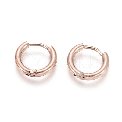 Ion Plating(IP) 304 Stainless Steel Huggie Hoop Earrings EJEW-F111A-13mm-RG-1