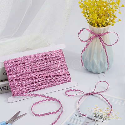 3 Rolls Polyester Glitter Wavy Fringe Trim Ribbon OCOR-GF0004-45A-1
