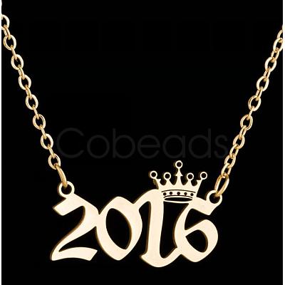 Crown Birth Year 201 Stainless Steel Pendant Necklaces for Women FS-WG4E8F2-37-1