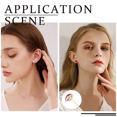 50Pcs Brass Earring Settings KK-TA0008-38A-1