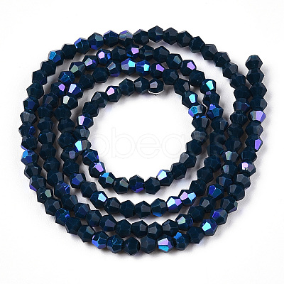 Opaque Solid Color Electroplate Glass Beads Strands EGLA-A039-P2mm-L09-1